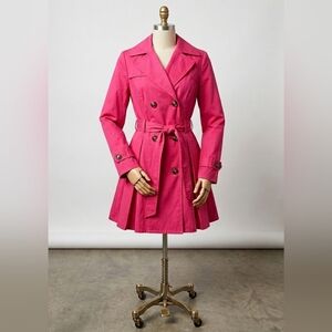 BLACK RIVET Pink Vintage Preppy Buttoned Belted Short Trench Coat - Size XS